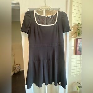 Karl Lagerfeld Black Midi Dress with White Trim NWT